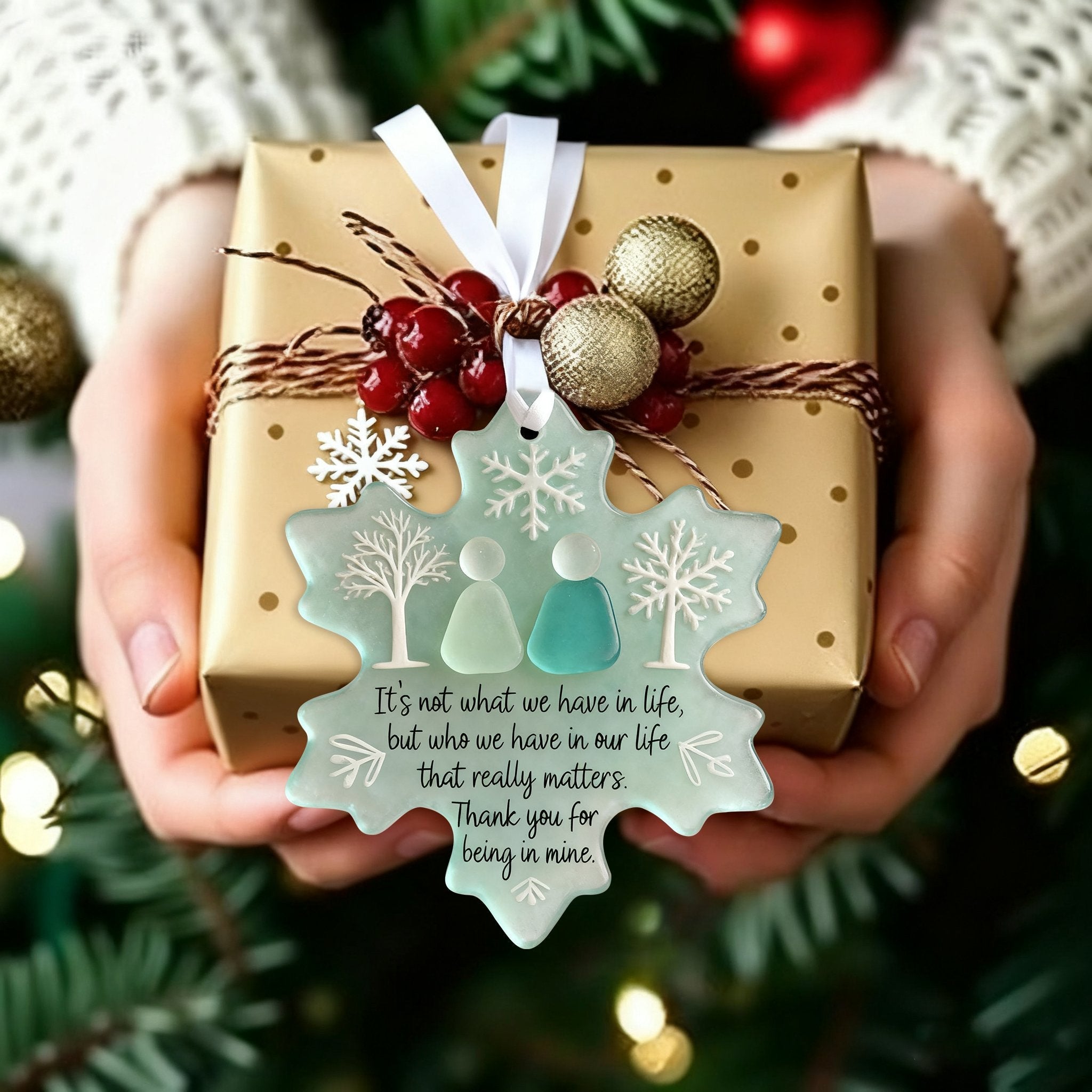 🌊Snowflake-Shaped Sea Glass Thank You Keepsake❄✨ Shaped by Nature & Crafted by Hand!